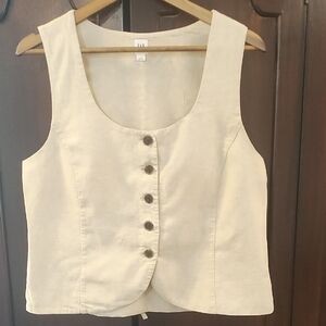 GAP Cream Sleeveless Button-Up Blouse